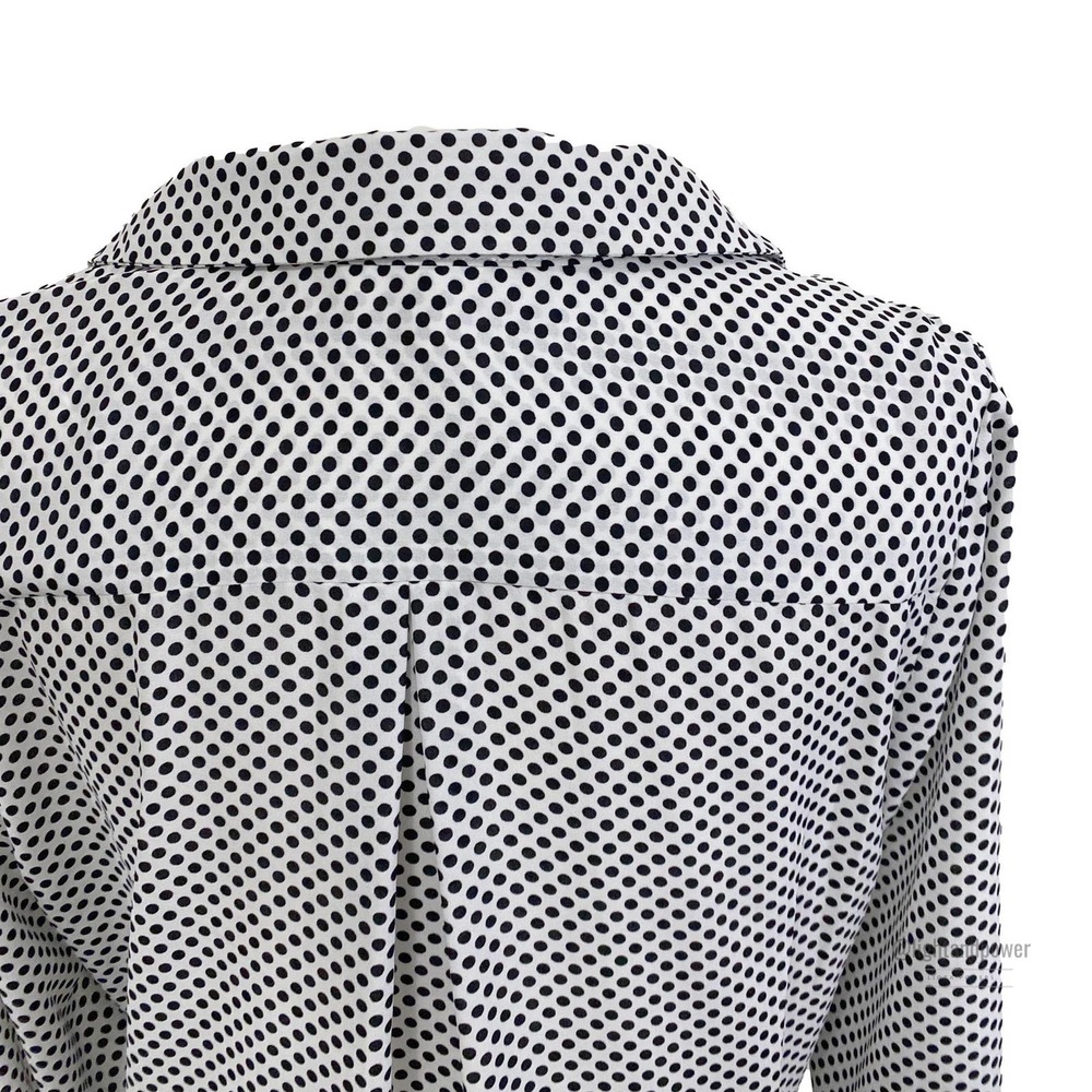 Como Vintage Black White Polk Dot Tunic Blouse S  - Picture 4 of 12